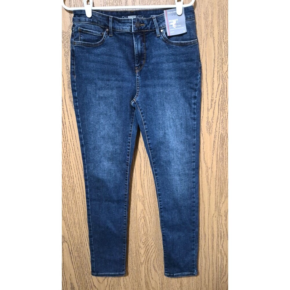 Falls Creek Women's Mid Blue Denim Skinny Stretch Pocket Slimming Jeans Sz 8 NWT